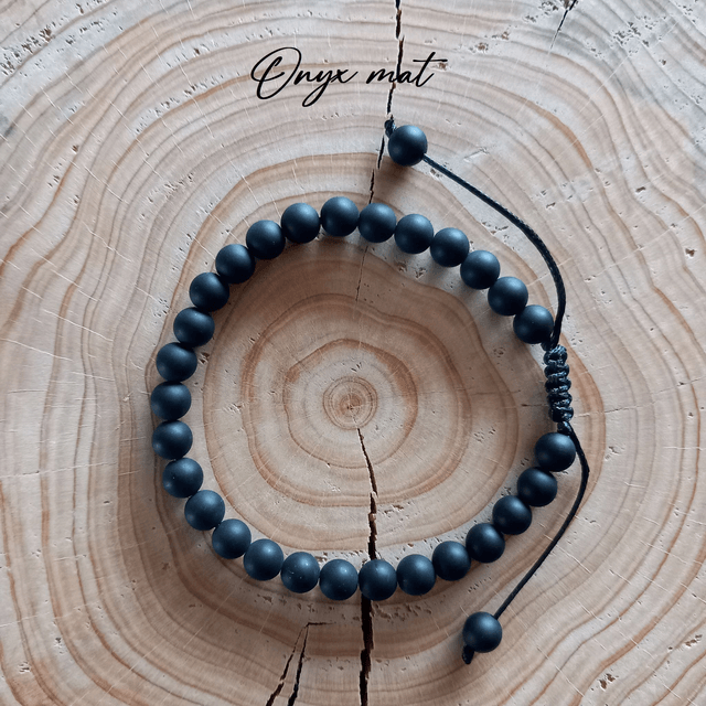 Bracelet ajustable en Onyx mat