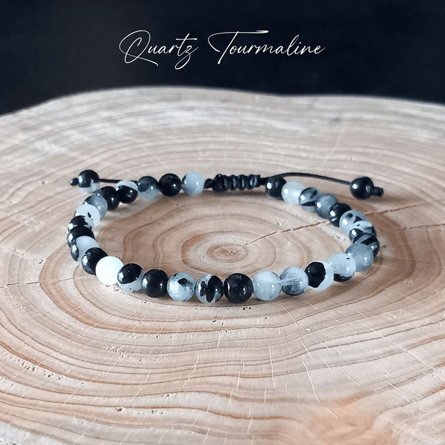 Bracelet ajustable en Quartz à Tourmaline
