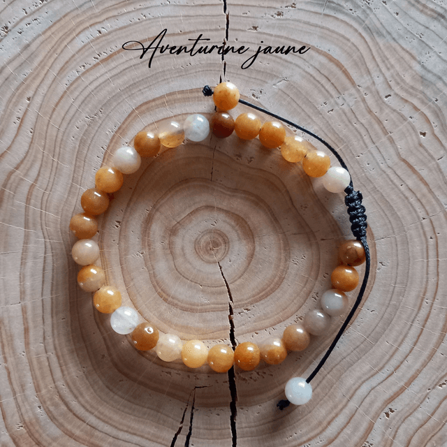 Bracelet ajustable en Aventurine jaune