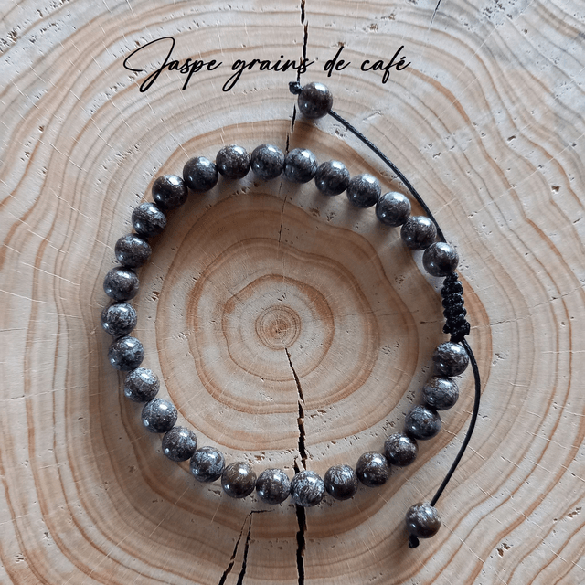 Bracelet ajustable en Jaspe grains de café