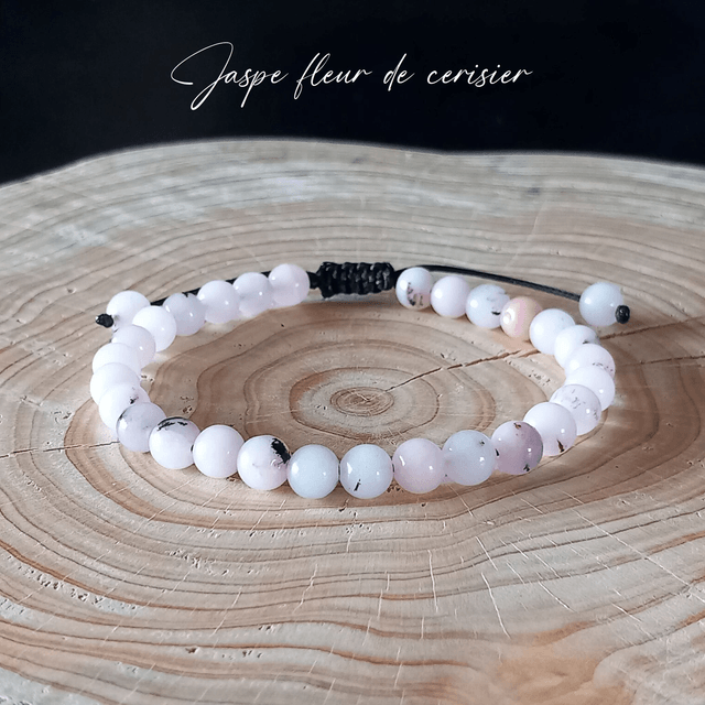 Bracelet ajustable en Jaspe fleur de cerisier