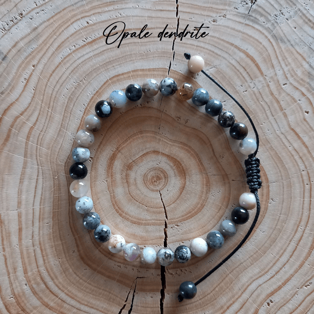 Bracelet ajustable en Opale dendritique