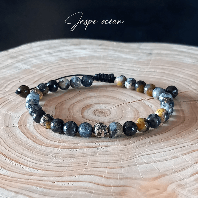 Bracelet ajustable en Jaspe océan