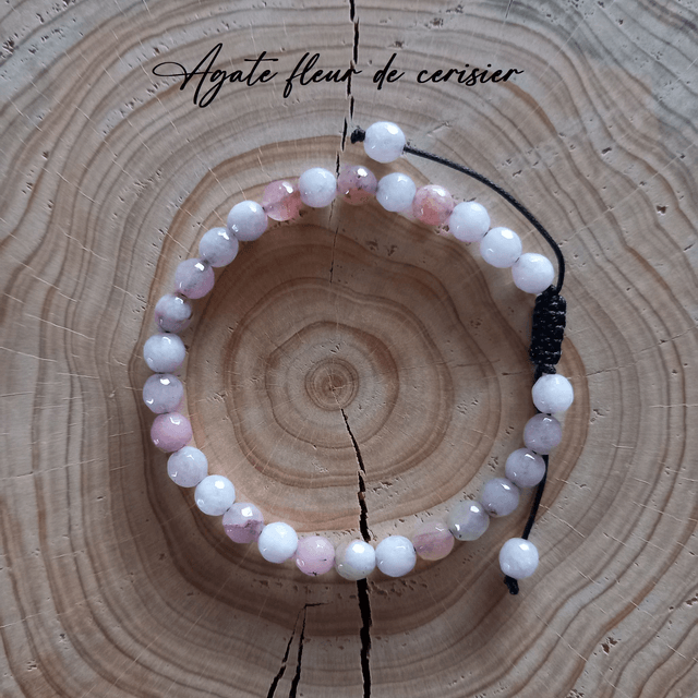 Bracelet ajustable en Agate fleur de cerisier (Agate Sakura)