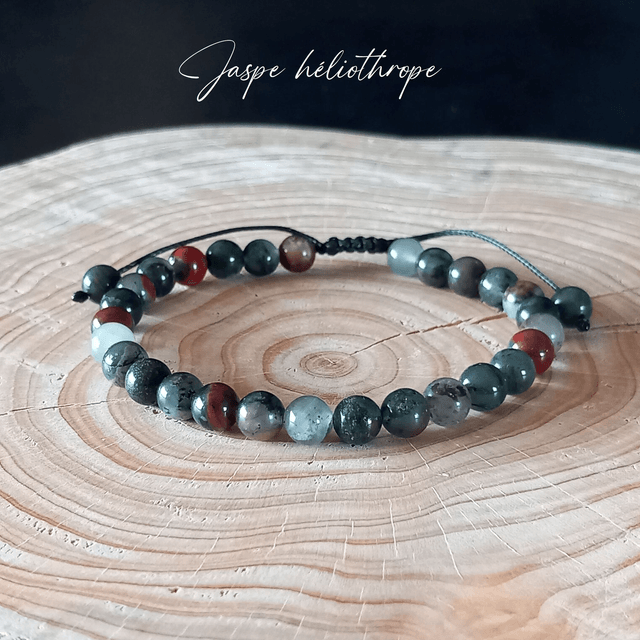 Bracelet ajustable en Jaspe héliotrope
