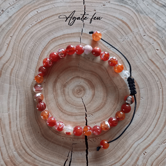 Bracelet ajustable en Agate de feu