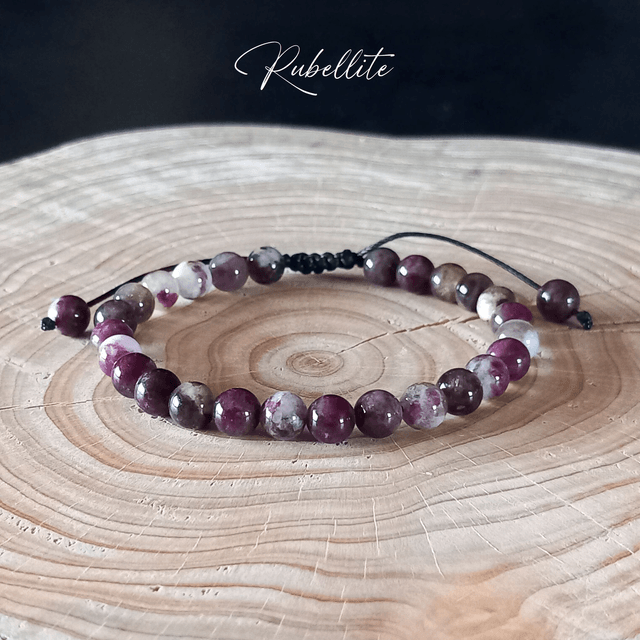 Bracelet ajustable en Rubellite (Tourmaline rose)