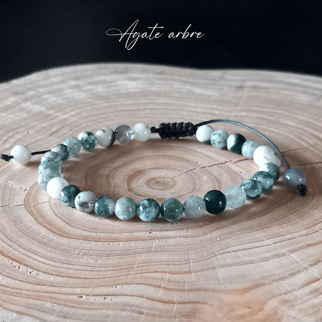 Bracelet ajustable en Agate arbre