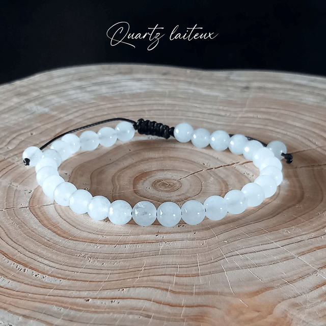 Bracelet ajustable en Quartz laiteux