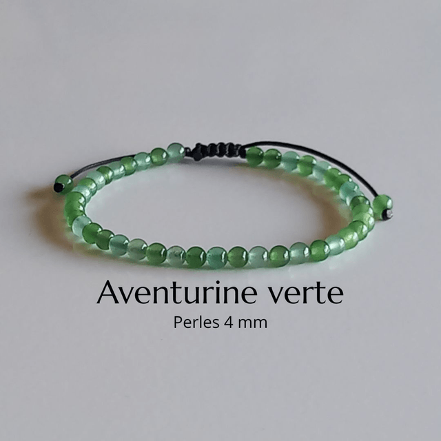 Bracelet ajustable en Aventurine verte