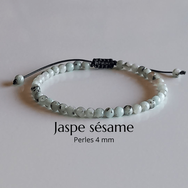 Bracelet ajustable en Jaspe sésame (kiwi)