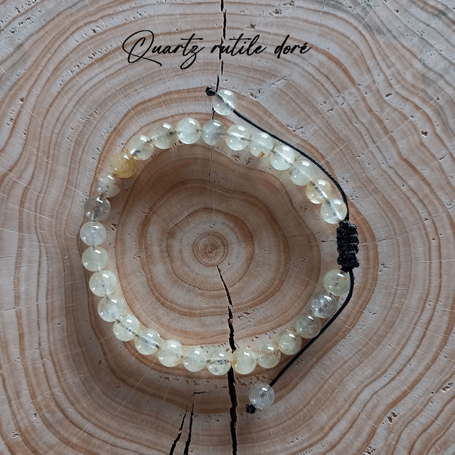 Bracelet ajustable en Quartz rutile doré