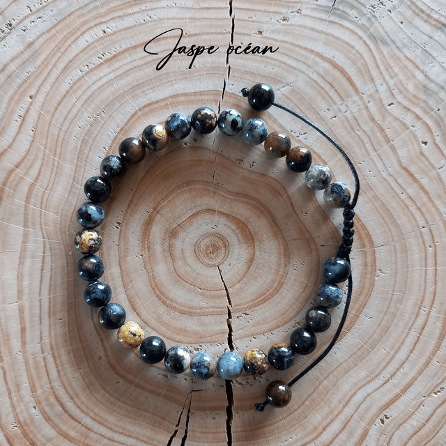 Bracelet ajustable en Jaspe océan