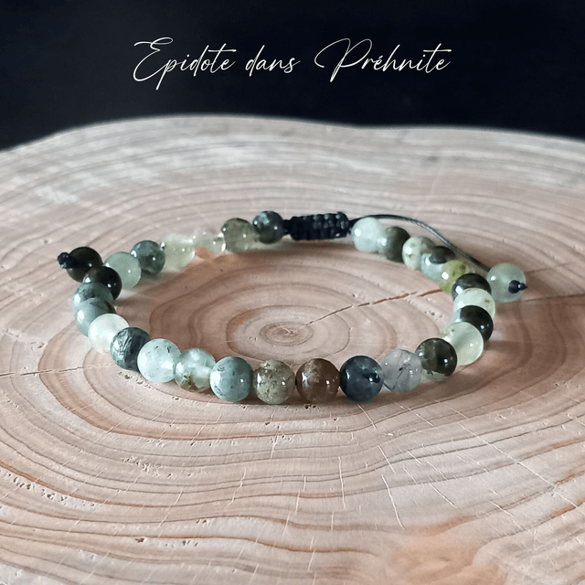 Bracelet ajustable en Epidote dans Préhnite