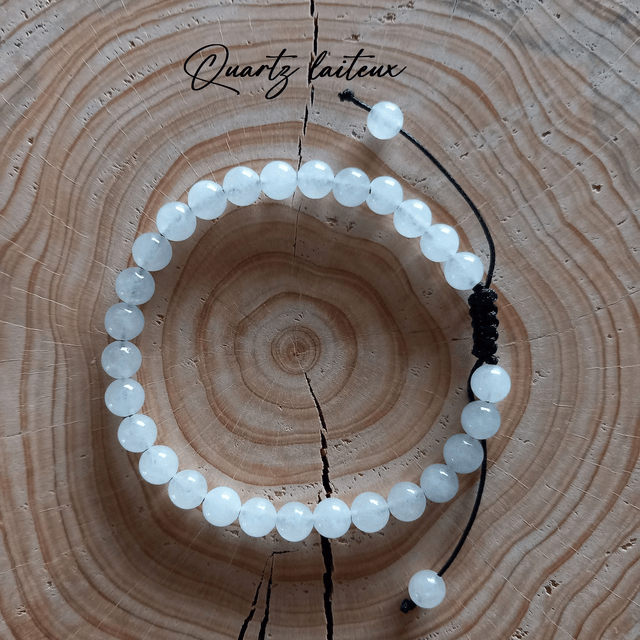 Bracelet ajustable en Quartz laiteux