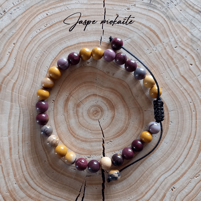 Bracelet ajustable en Jaspe mokaïte