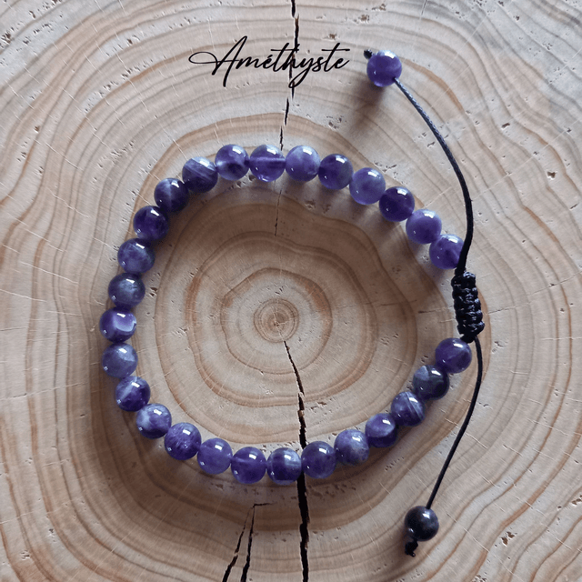 Bracelet ajustable en Améthyste chevron