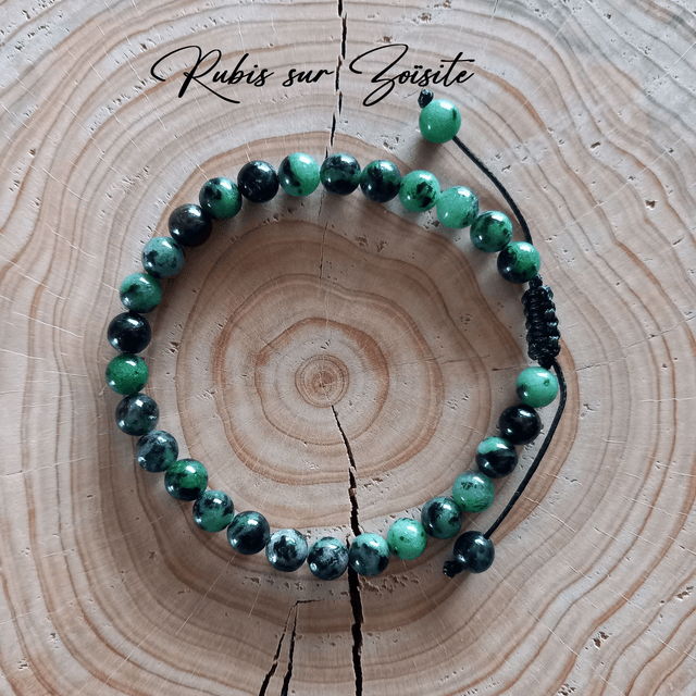 Bracelet ajustable en Rubis sur Zoïsite