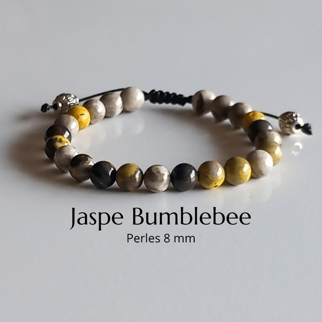 Bracelet ajustable en Jaspe Bumblebee (Jaspe bourdon)