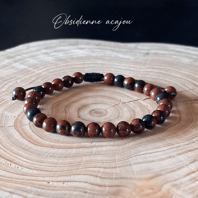 Bracelet ajustable en Obsidienne acajou