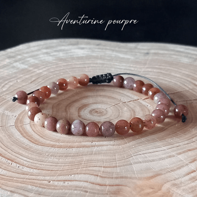 Bracelet ajustable en Aventurine pourpre
