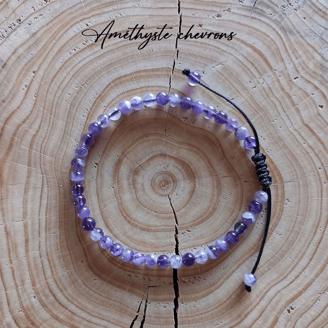 Bracelet ajustable en Améthyste chevron