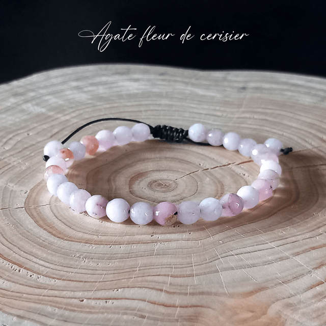 Bracelet ajustable en Agate fleur de cerisier (Agate Sakura)