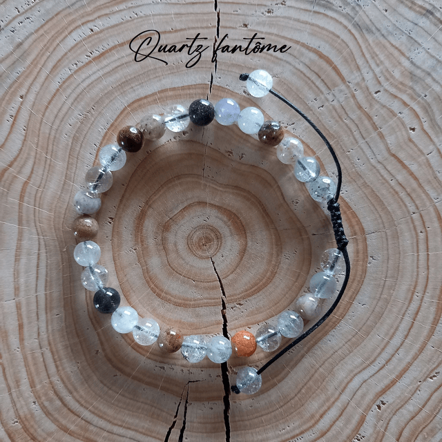 Bracelet ajustable en Quartz fantôme