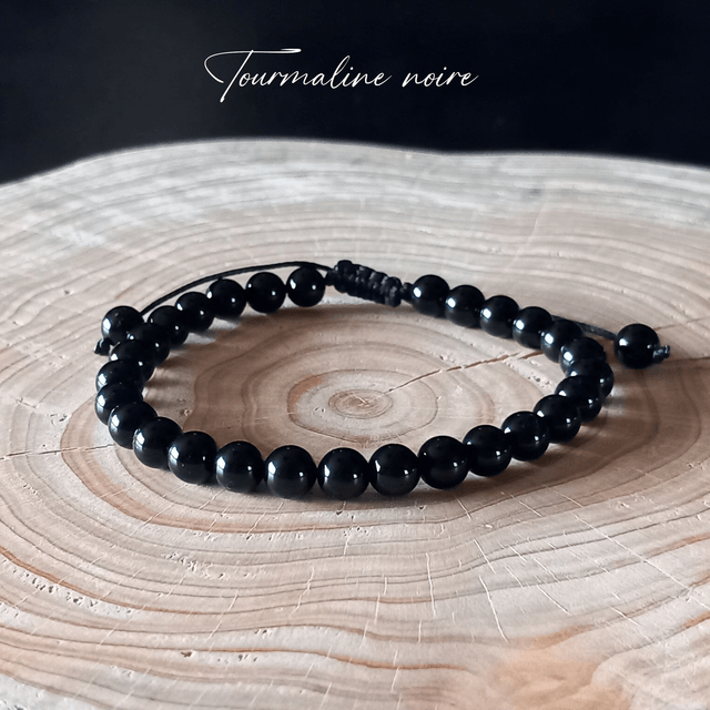 Bracelet ajustable en Tourmaline noire