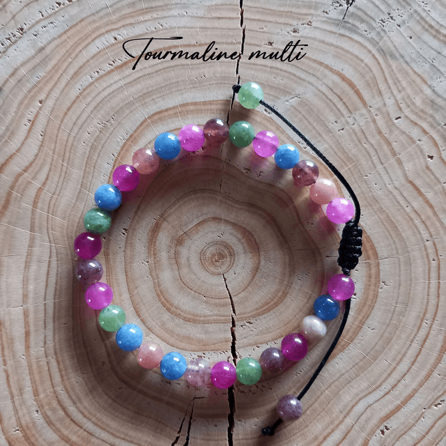 Bracelet ajustable en Tourmaline multicolore