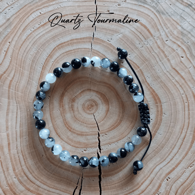 Bracelet ajustable en Quartz à Tourmaline