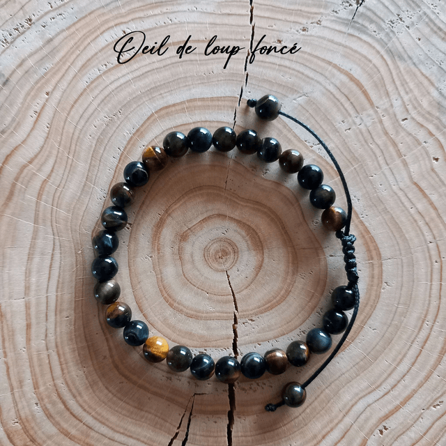 Bracelet ajustable en Oeil de loup foncé
