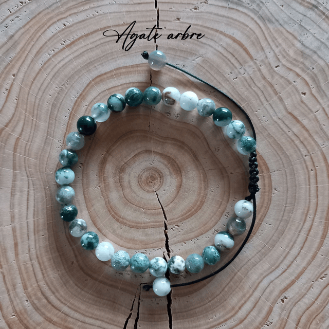Bracelet ajustable en Agate arbre
