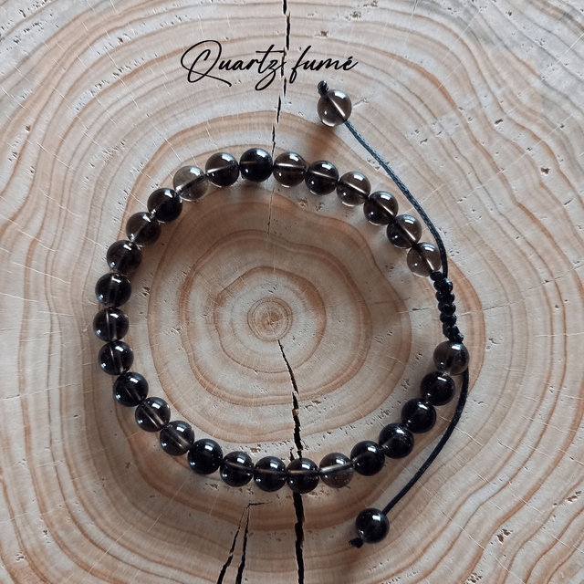 Bracelet ajustable en Quartz fumé