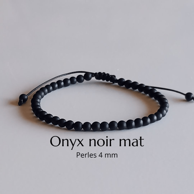 Bracelet ajustable en Onyx mat