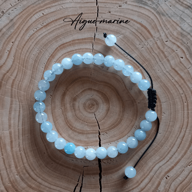 Bracelet ajustable en Aigue-marine