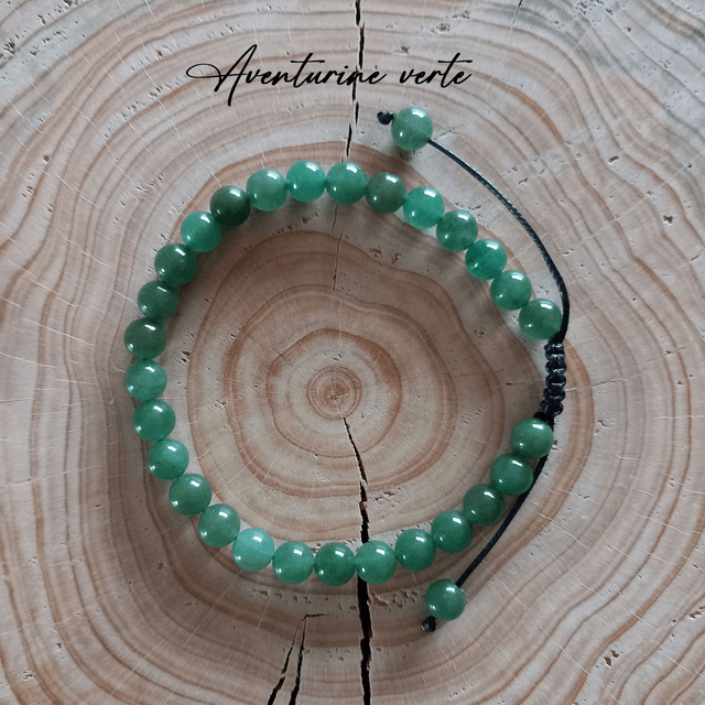 Bracelet ajustable en Aventurine verte