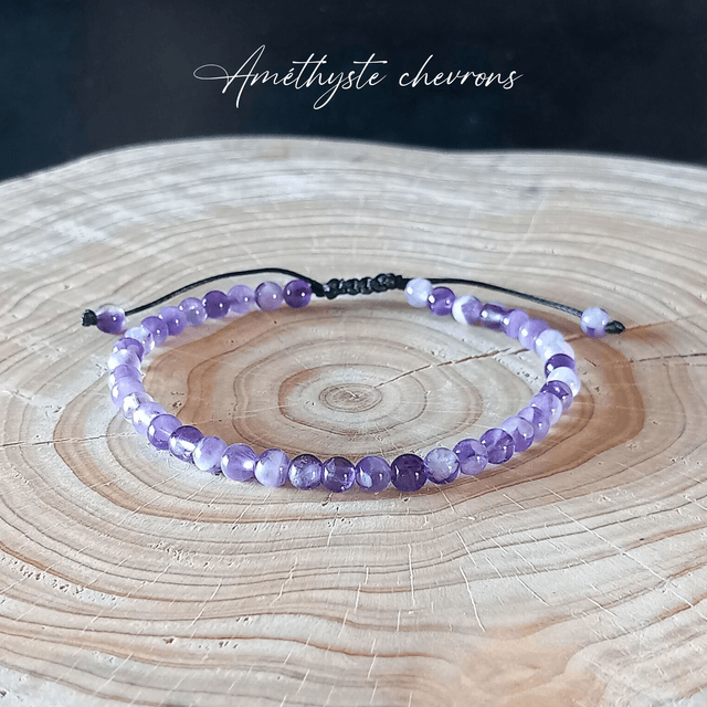 Bracelet ajustable en Améthyste chevron