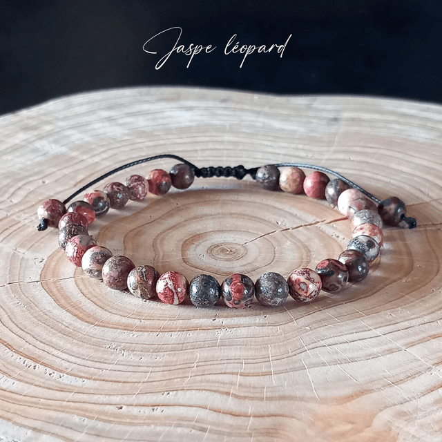 Bracelet ajustable en Jaspe léopard