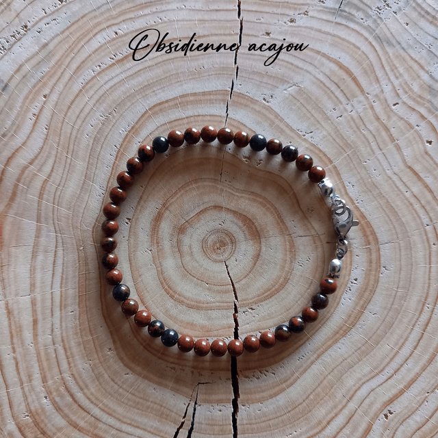 Bracelet fermoir en Obsidienne acajou