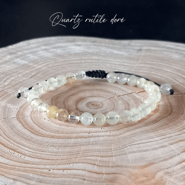Bracelet ajustable en Quartz rutile doré