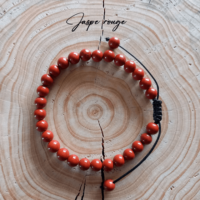 Bracelet ajustable en Jaspe rouge