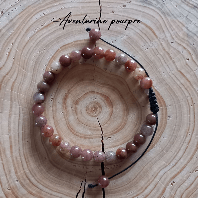 Bracelet ajustable en Aventurine pourpre