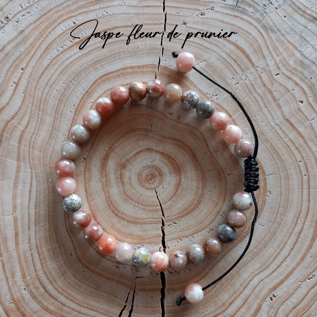 Bracelet ajustable en Jaspe fleur de prunier