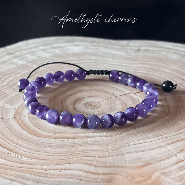 Bracelet ajustable en Améthyste chevron