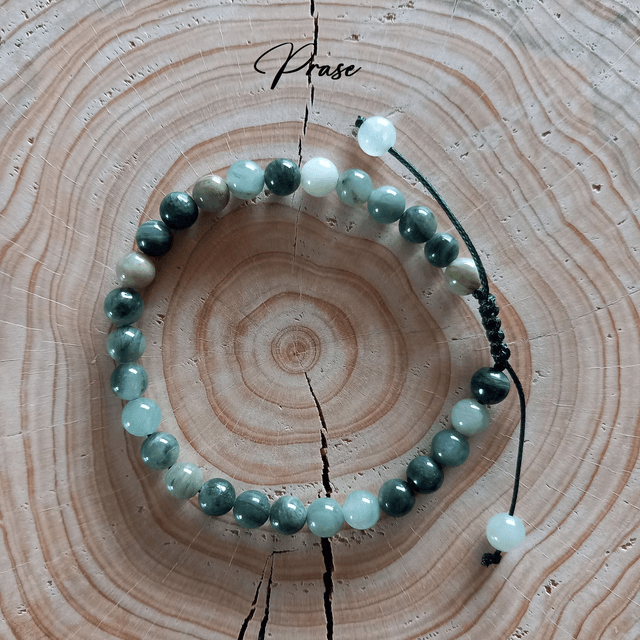Bracelet ajustable en Prase (Quartz vert)