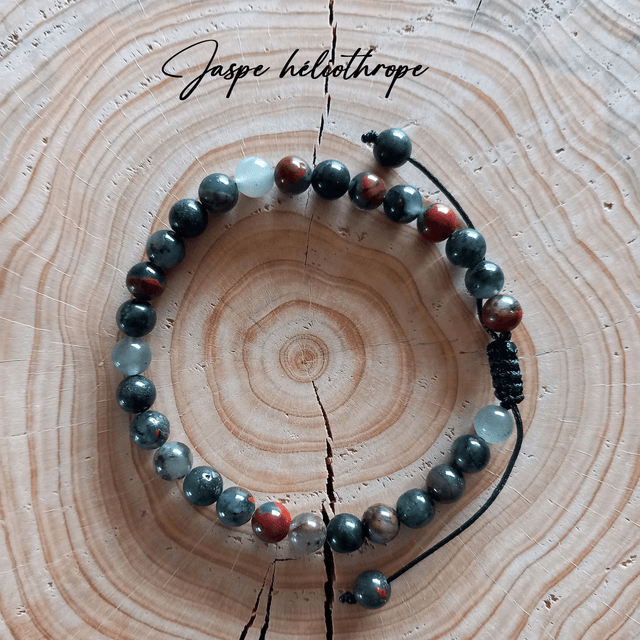 Bracelet ajustable en Jaspe héliotrope