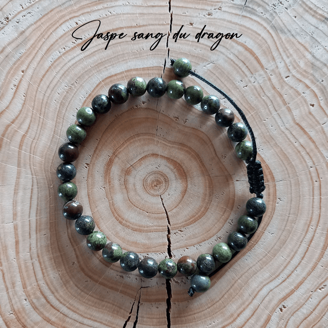Bracelet ajustable en Jaspe sang de dragon