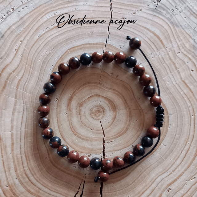 Bracelet ajustable en Obsidienne acajou