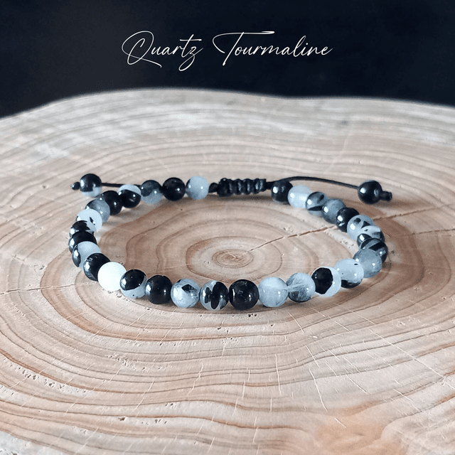 Bracelet ajustable en Quartz à Tourmaline